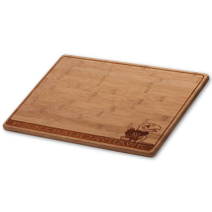 Open Road Brands, LLC - Wholesale Cutting Board - University of Kansas Rock Chalk Jayhawk Bamboo Cutting Board1