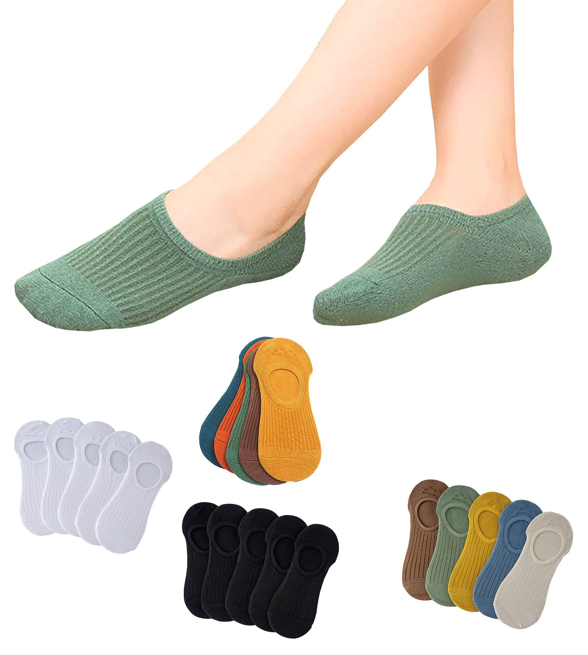 Ivedin - Wholesale Socks - Unisex - Non-Slip Invisible Cotton Socks Packs12