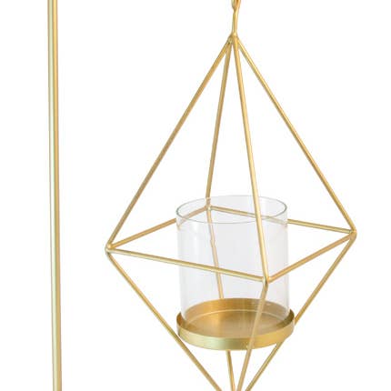 Polygon Gold Lantern with stand for wholesale by Boston International