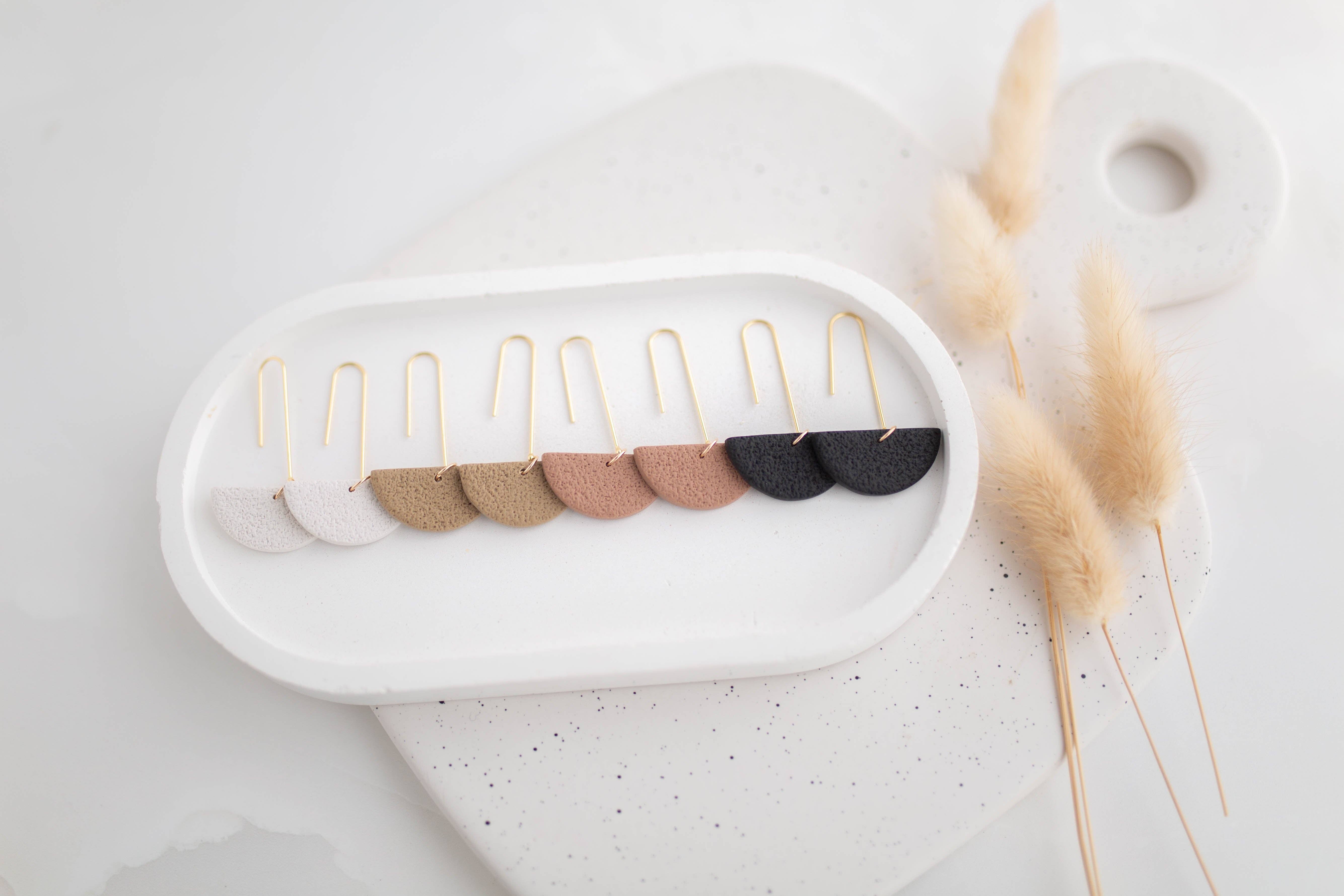 Hazel n Blue - Wholesale Dangle Earrings - Clay Earrings | Semi Circle Drops | All Things Neutral Collection5