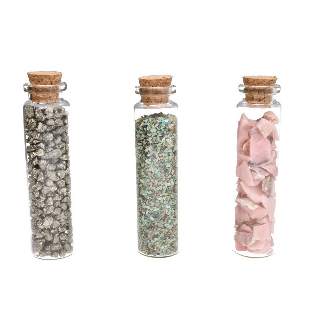 Vives de la Cortada S.L - Venta al por mayor Piedras/cristales espirituales - Frasco de cristal con chips de Crisocola2