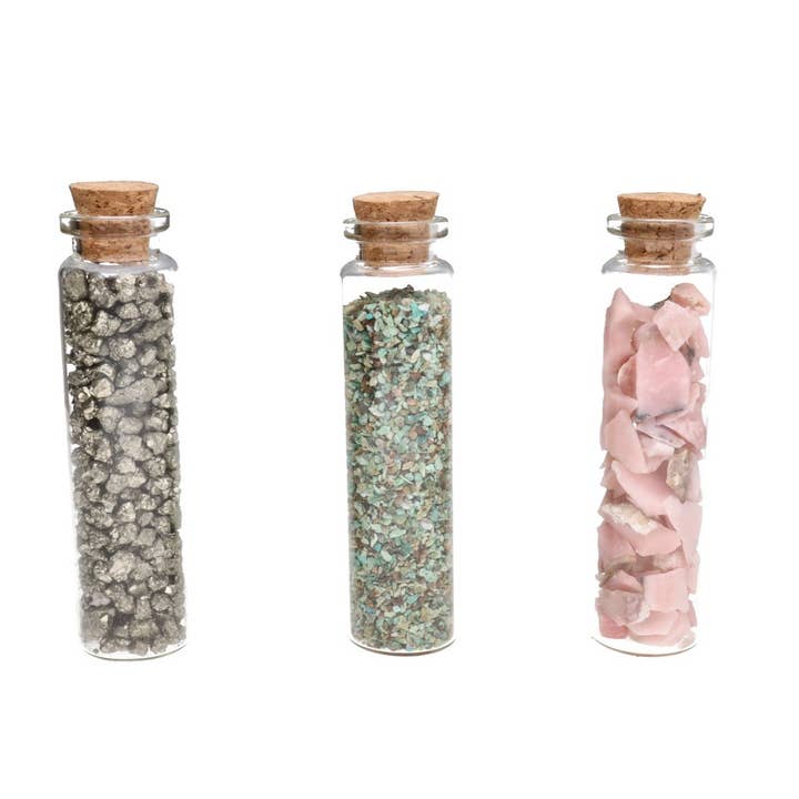 Vives de la Cortada S.L - Venta al por mayor Piedras/cristales espirituales - Frasco de cristal con chips de Crisocola2