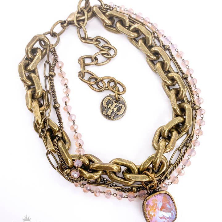 Pink Panache Brands - Wholesale Charm/Dangle Bracelet - Crystal and chain bracelet with Austrian crystal