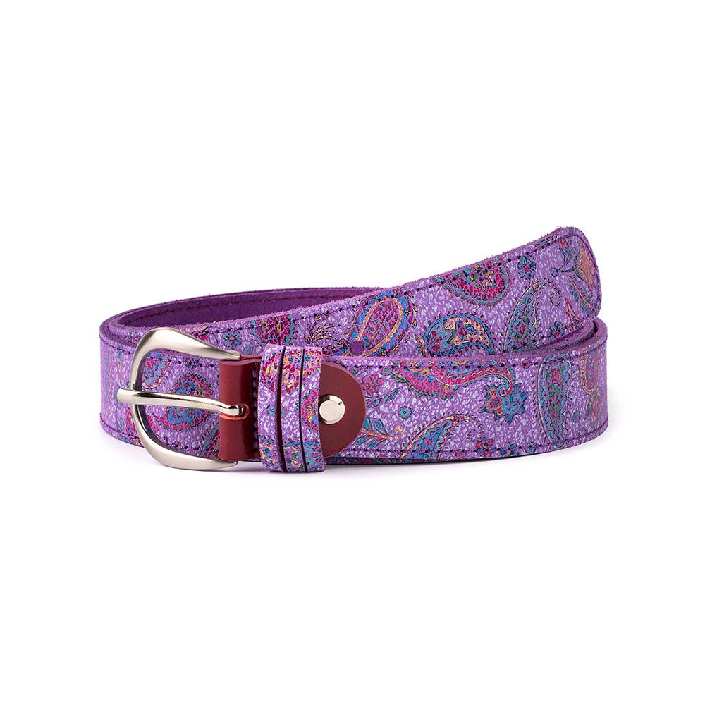 VALTICO - Wholesale Belt - Women's - Colourful leather tapestry belt with floral print.3