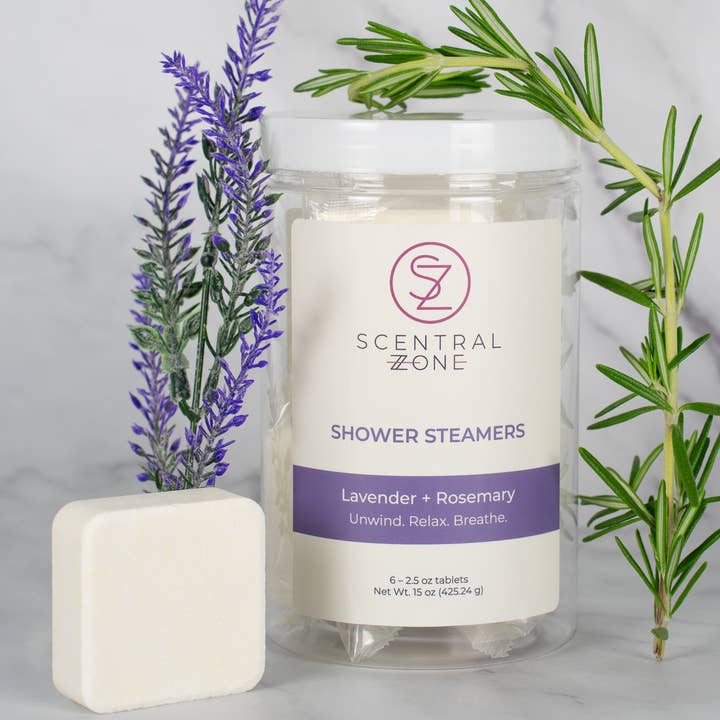 Vaporisateurs de douche, lavande et romarin, paquet de 6 pour la vente par Scentral Zone Clean Beauty