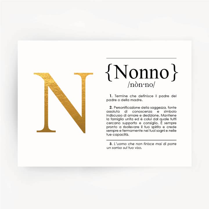 Italian Definition Art Print NONNO for wholesale by The Artisan Gift Co.