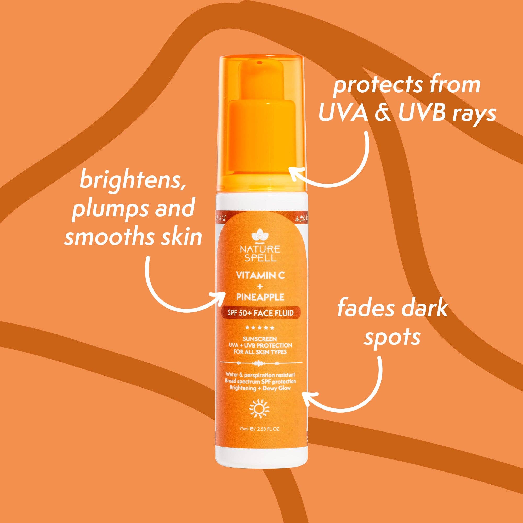 Nature Spell – wholesale Sunscreen – Nature Spell Vitamin C & Pineapple SPF50+ Face Fluid2