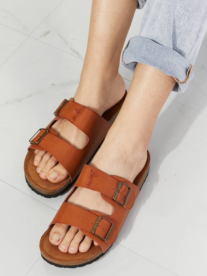 MMShoes Best Life Double-Banded Slide Sandal in Ochre for wholesale on Faire