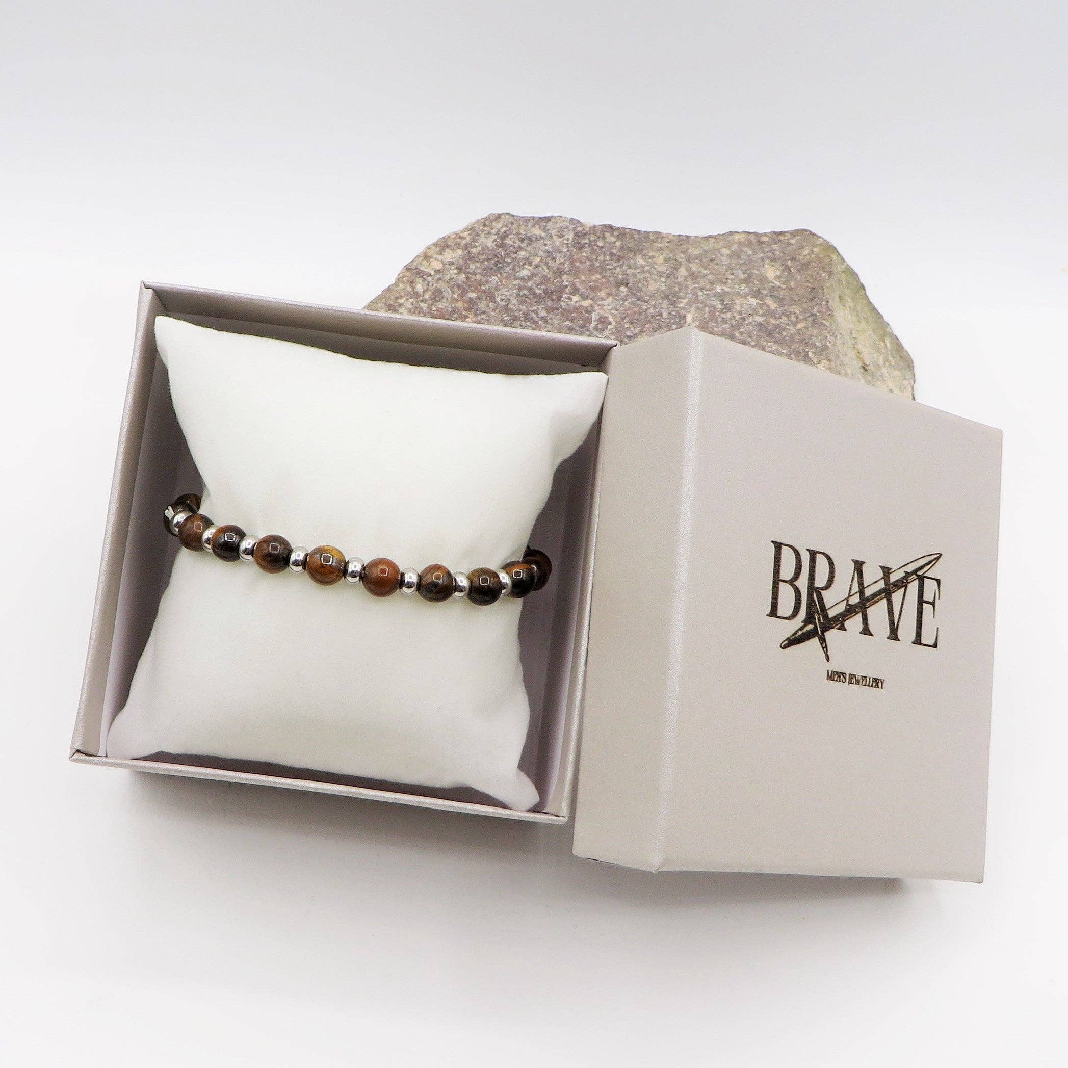 TIGERAUGE + STAHL SET NATÜRLICHER TIGERAUGE - HERREN - Halskette + Armband EDELSTAHL für den Großhandel auf Faire6