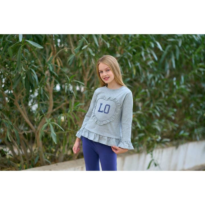 Mädchen T-Shirt Grau Herz LO für den Großhandel von La ormiga
