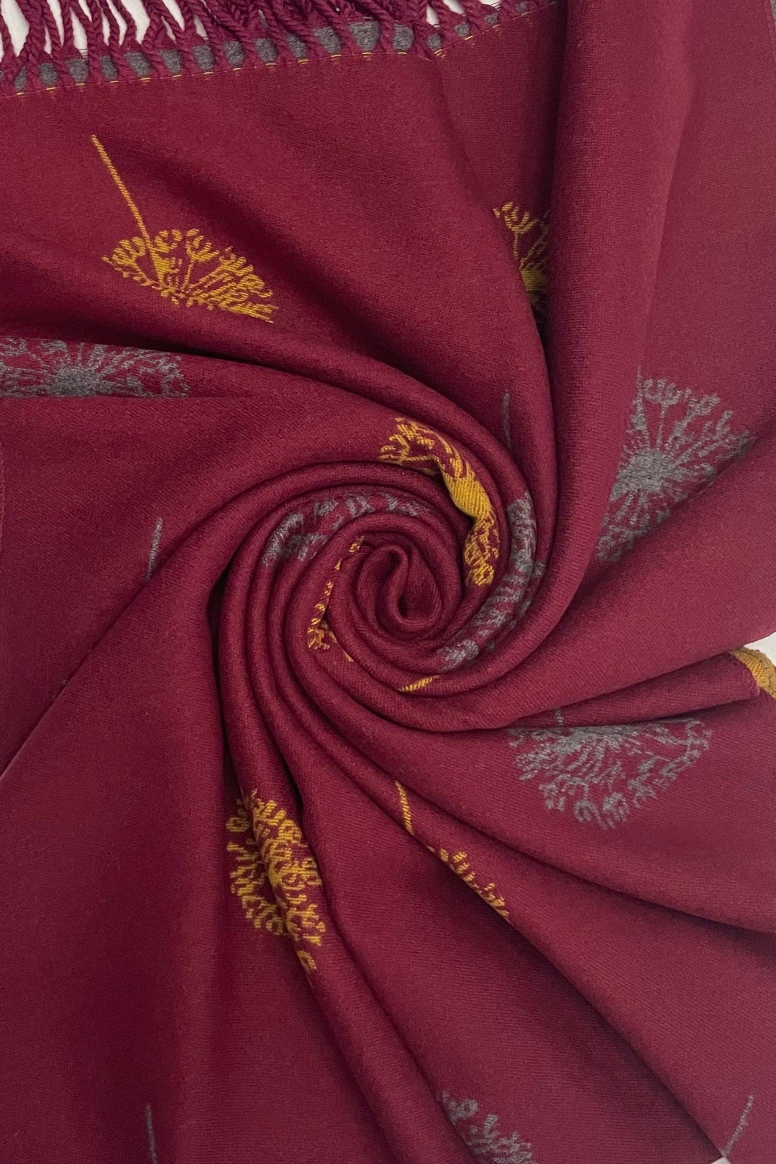 Fashion Scarf World – wholesale Scarf – Women's – Dandelion Print With Reversible Stripe Tassel Scarf3