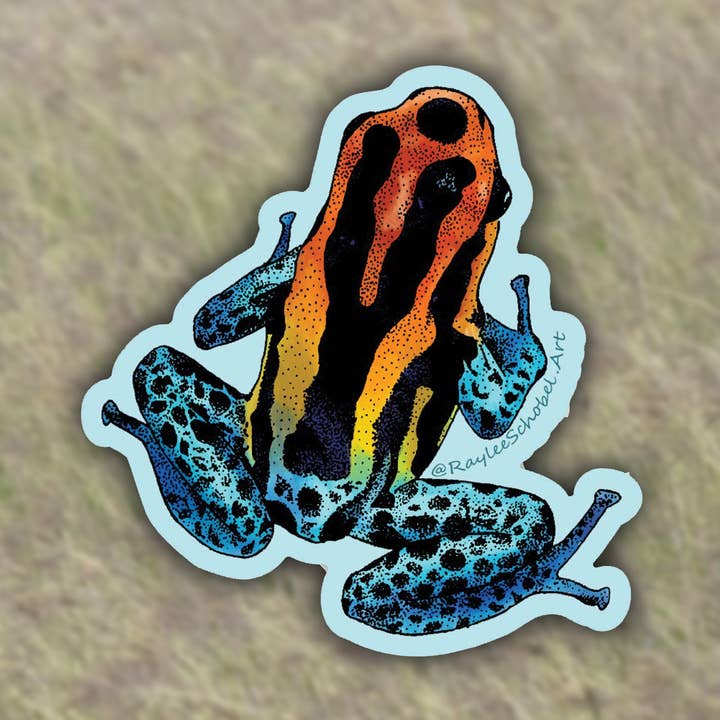 Poison Dart Frog Matte Sticker for wholesale by Raylee Schobel