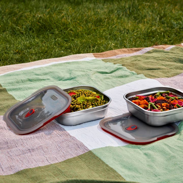 Caja de acero para preparación de comidas, multifunción, 3 en 1, pequeña, cuadrada, 1,1 L para venta al por mayor de Black + Blum Europe