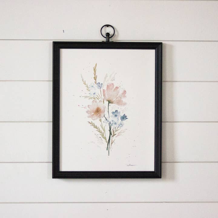 Pink Loose Floral Watercolor Art Print for wholesale by Tori Denae Art