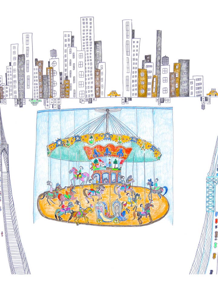Jane's Carousel Print Small 8" x 10" for wholesale by Natchie