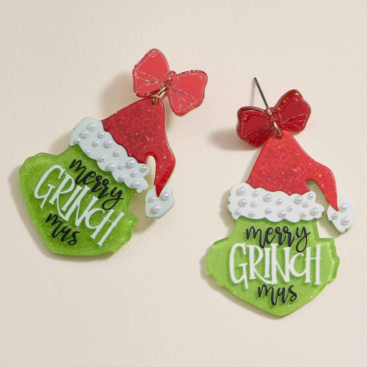 Lilla Haven - Wholesale Dangle Earrings - Christmas Green Monster Acetate Dangling Earrings14