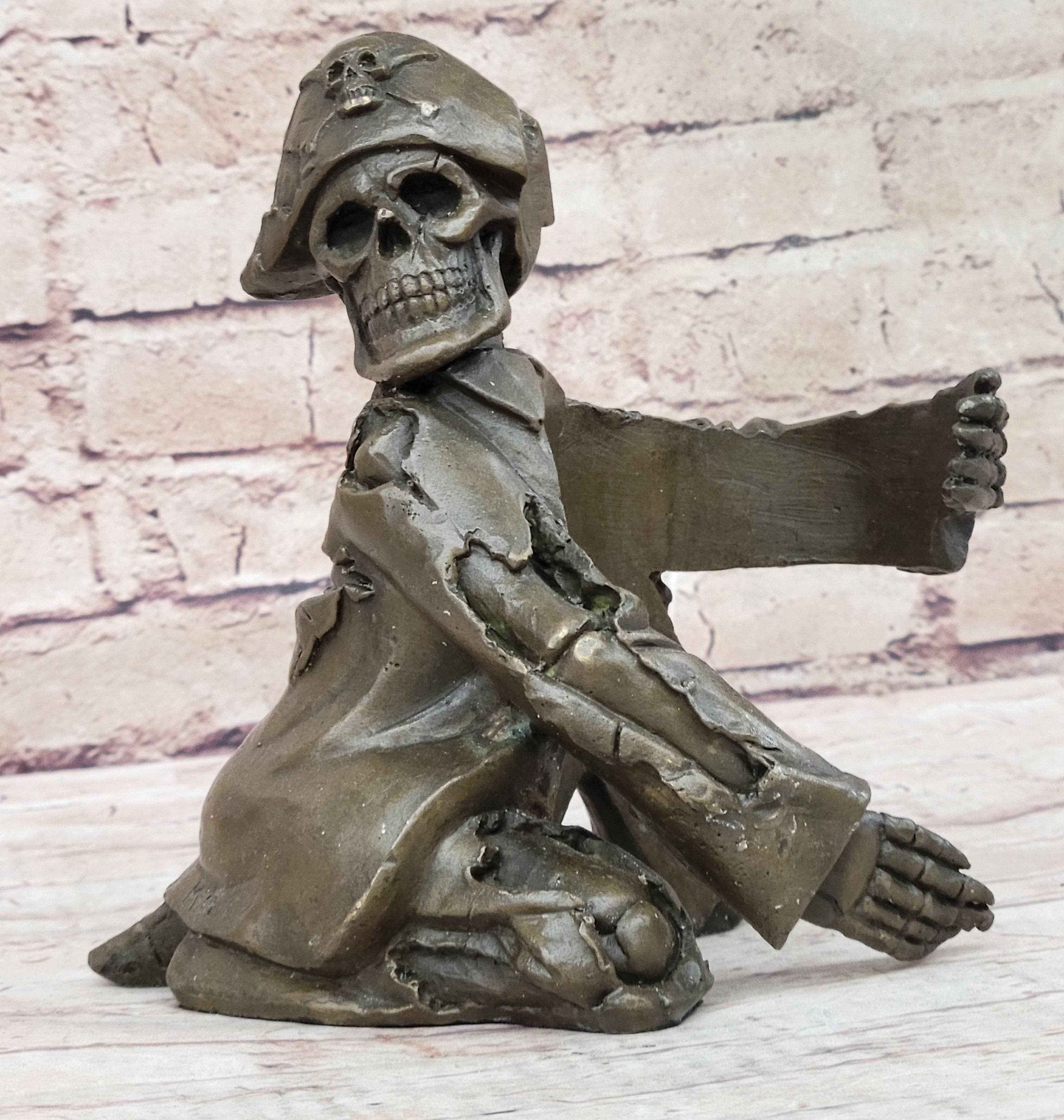Bronzhaus - Wholesale Sculpture - Pirate Skeleton Wine Holder Bronze Statue Sculpture Figurine Home Decor9