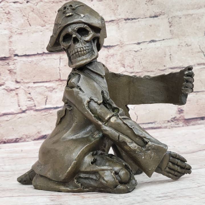 Bronzhaus - Wholesale Sculpture - Pirate Skeleton Wine Holder Bronze Statue Sculpture Figurine Home Decor9