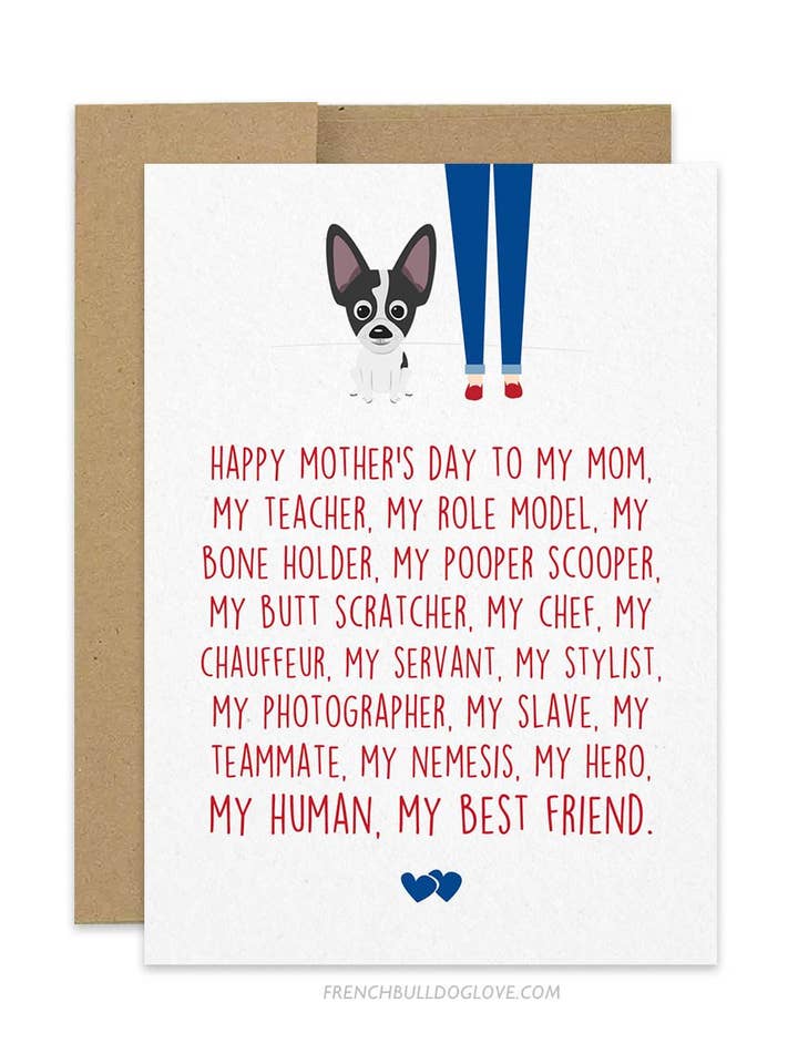 Mom Servant - Chihuahua Moederdag Kaart voor wholesale door French Bulldog Love