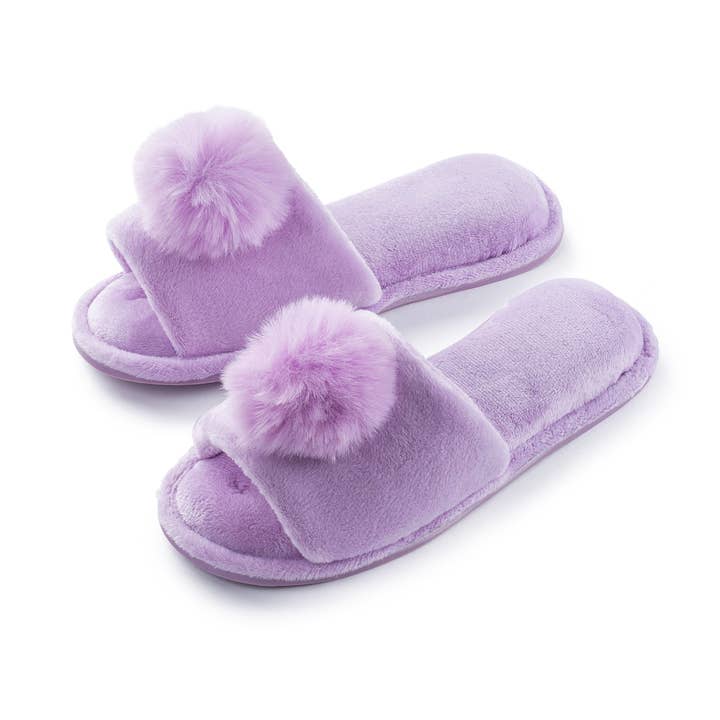 Roxoni - Wholesale Slippers - Kids - Girl's Slipper Lovely Velvet Pom-pom Open Toe