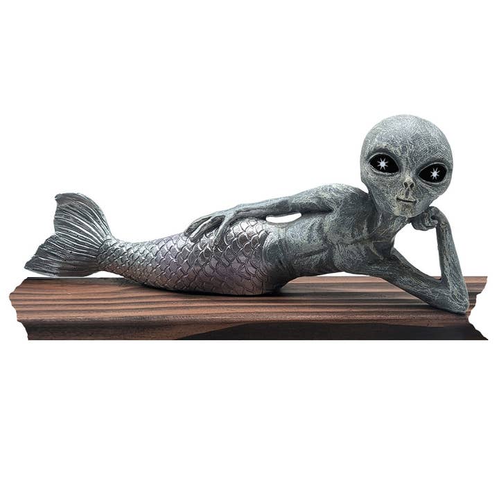 John Bernard & Company - Wholesale Decorative Figurine - Alien Invasion Sexy 10” Lying Merman Alien Statue Mermalien12