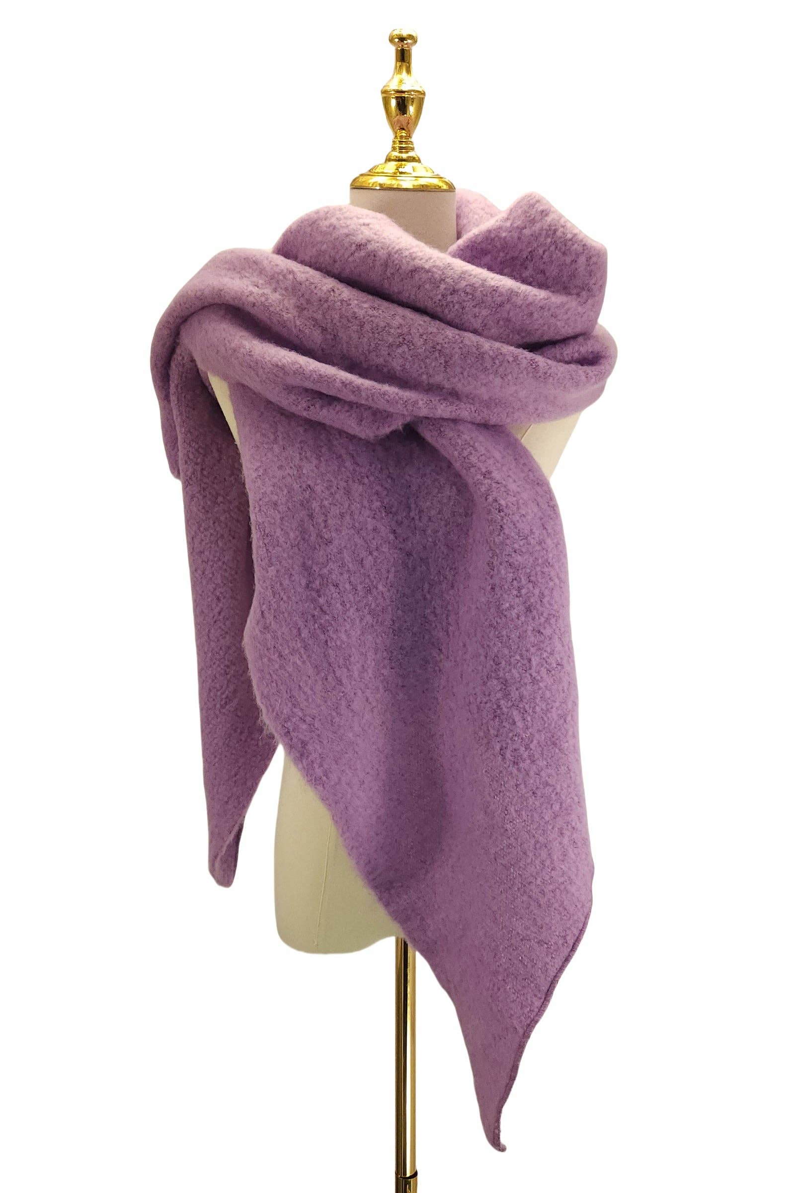 Fashion Scarf World - Wholesale Scarf - Women's - Plain Boucle Diagonal Edge Wool Scarf0