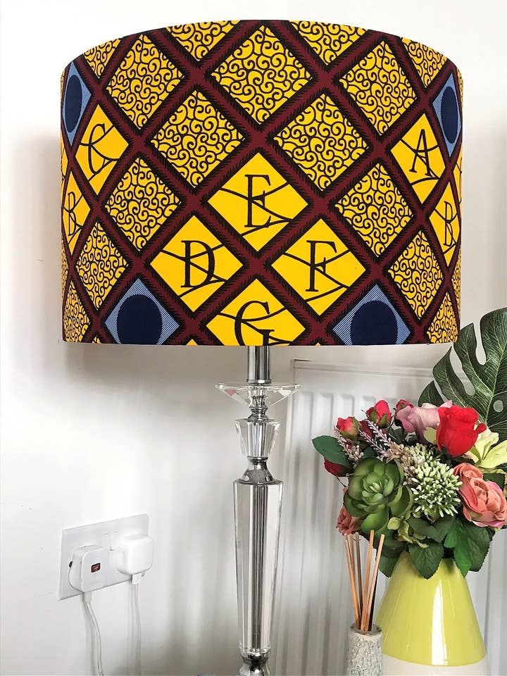 AFROBRIT FUSION LAMPSHADE- CLASSIC ABC ANKARA FABRIC for wholesale by ASKA London