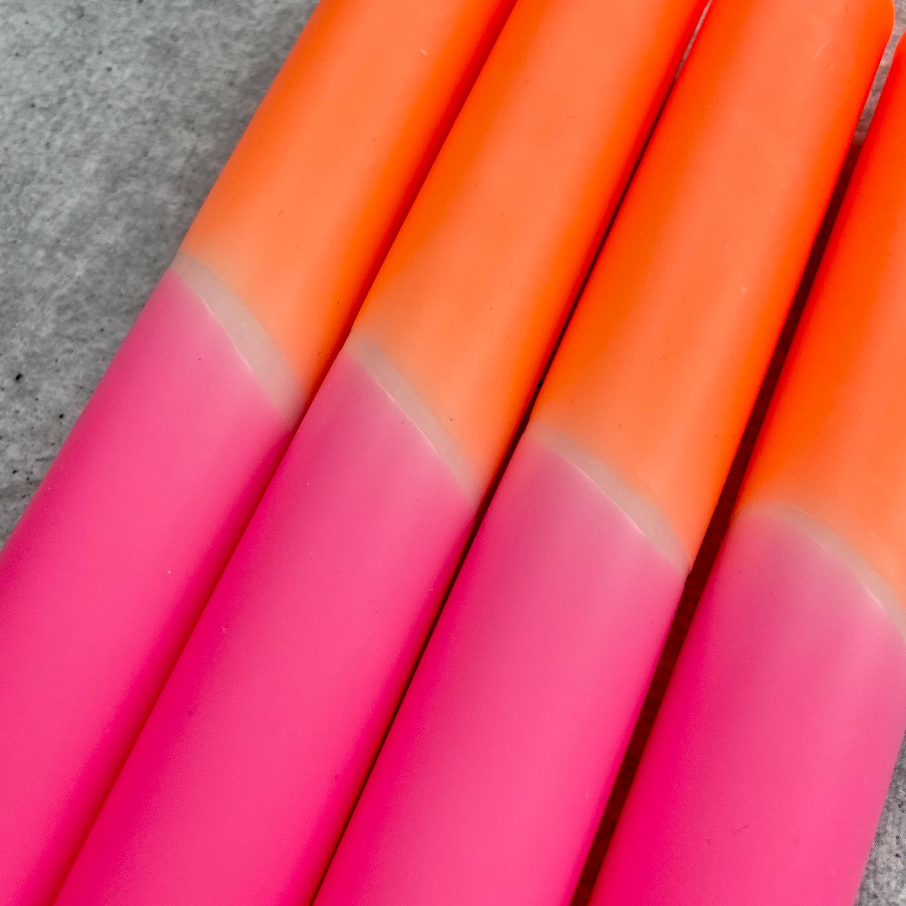 Wolkenreich - Wholesale Tapered Candle/Candlestick - Dip dye candles | neon pink-neon orange | set of 43