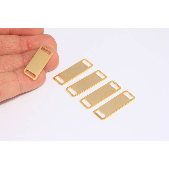 10x30mm 24k Blank Guldfärgad Namnskylt Kopplingsberlock, BRT641 för wholesale av QueenJewelryM