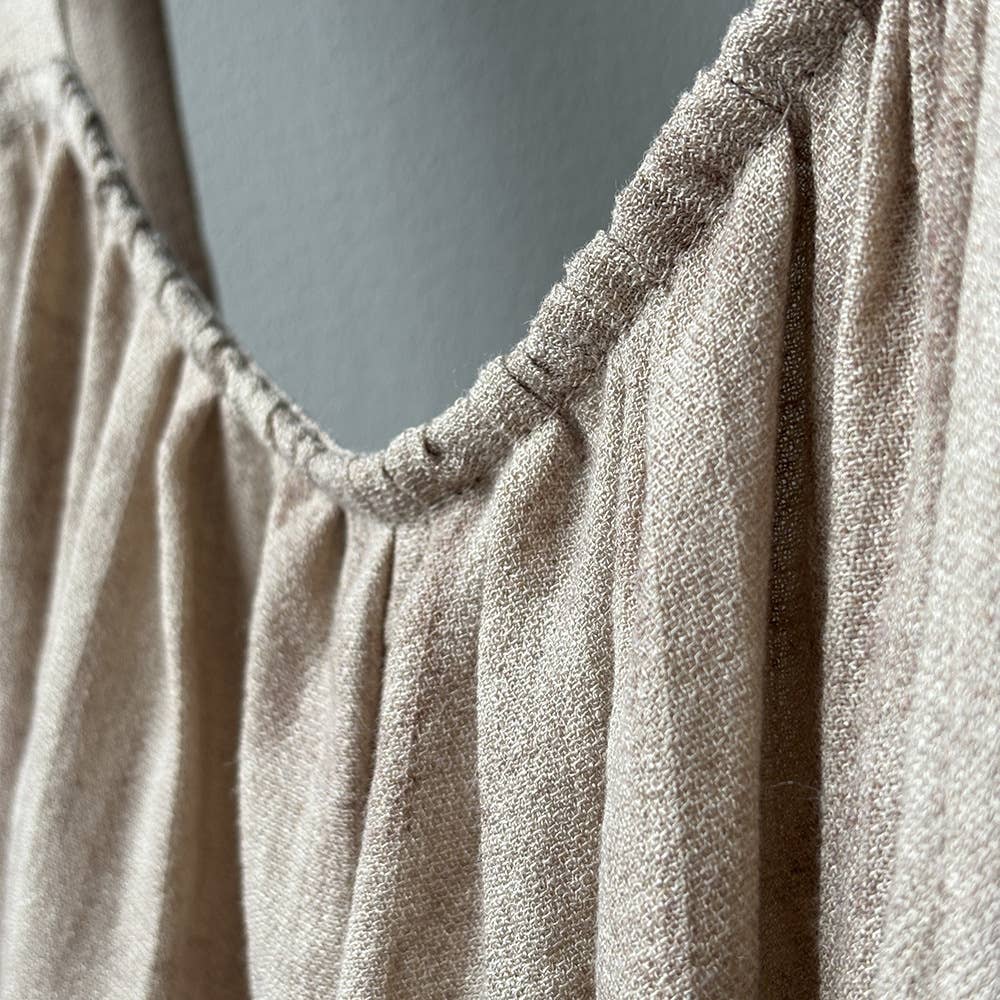 beige Slouchy overalls with 4% linen blend for wholesale on Faire4