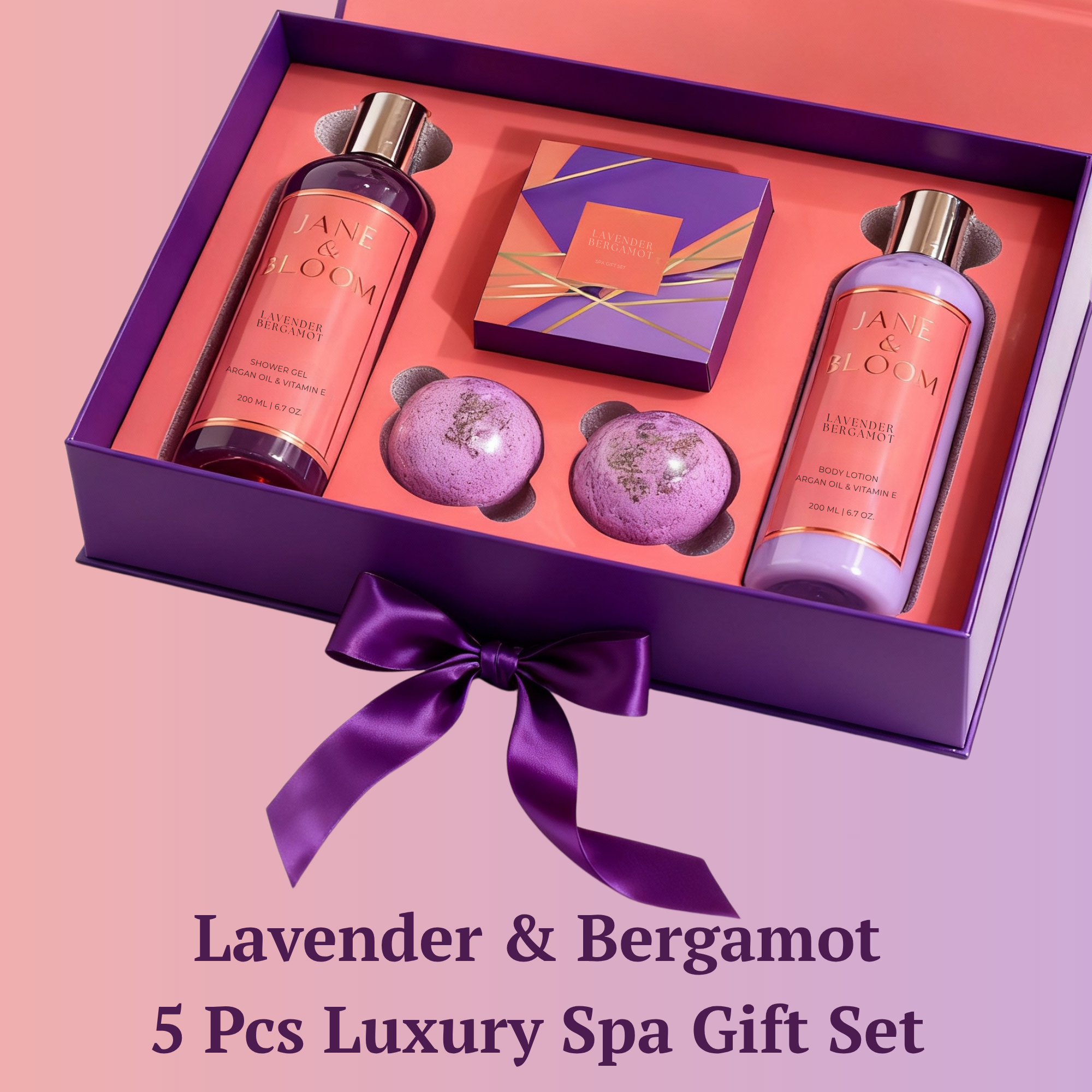 Jane and Bloom USA - Wholesale Bath & Body Set - Lavender & Bergamot Spa Gift Set For Sample (1 box)1