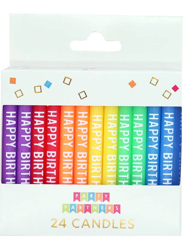 Happy Birthday Rainbow 24 Candles Set for wholesale by Party Partners
