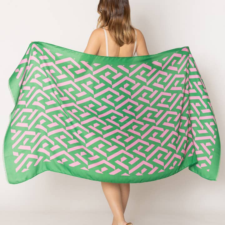 Fashion City - Wholesale Scarf - Women's - Geometric Pattern Print Women Lightweight Scarves