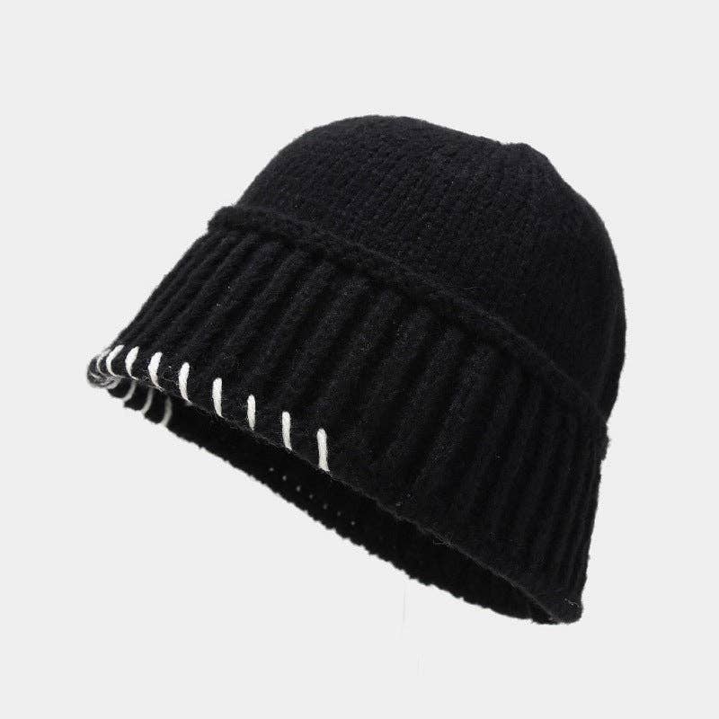 Dipped Shop - Wholesale Vissershoedje - Dames - Vintage gebreide emmerhoed in effen kleur DPKB03390