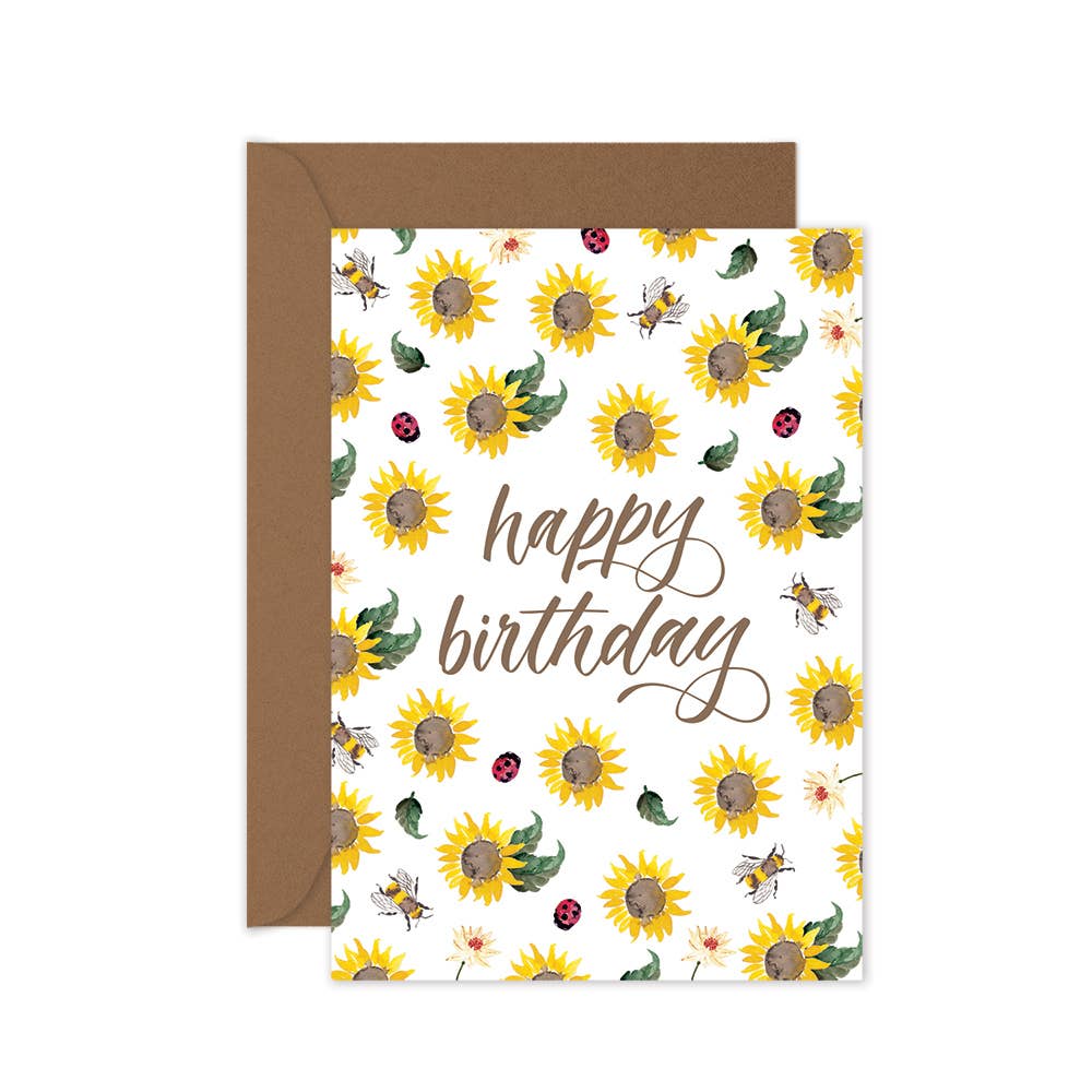 littlehoothoot - Wholesale Birthday card - Happy Birthday Sunflower - Greeting Card