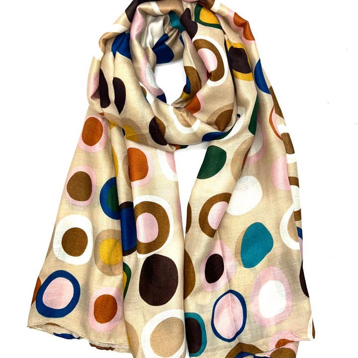 LINETA – wholesale Scarf – Women's – HH-213 Scarf with round pattern print
