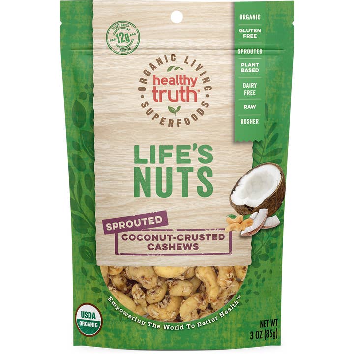 Organische rohe gekeimte Cashewnüsse mit Kokosnusskruste für den Großhandel von Healthy Truth LLC