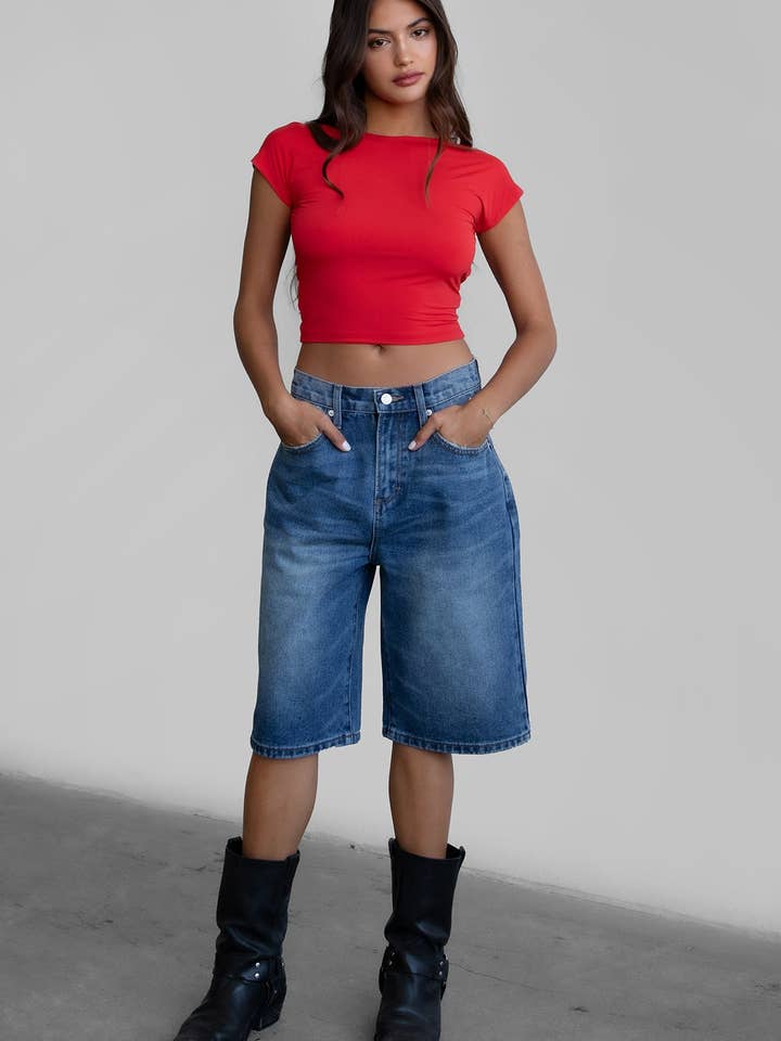BLUE TERRI Denim Baggy Dad Skater Jorts
PJ29851-TERRI for wholesale on Faire