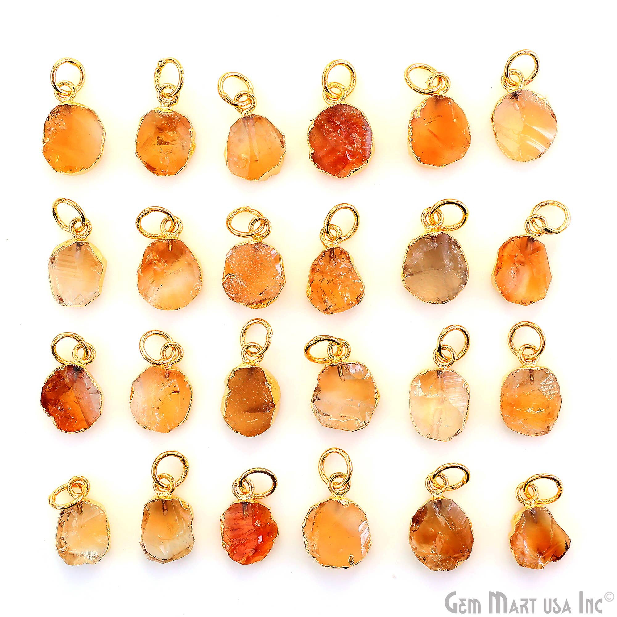 GemMartUSA - Wholesale Pendant/Charm Necklace - Rough Gemstone 16x10mm Gold Electroplated Single Bail Charm16