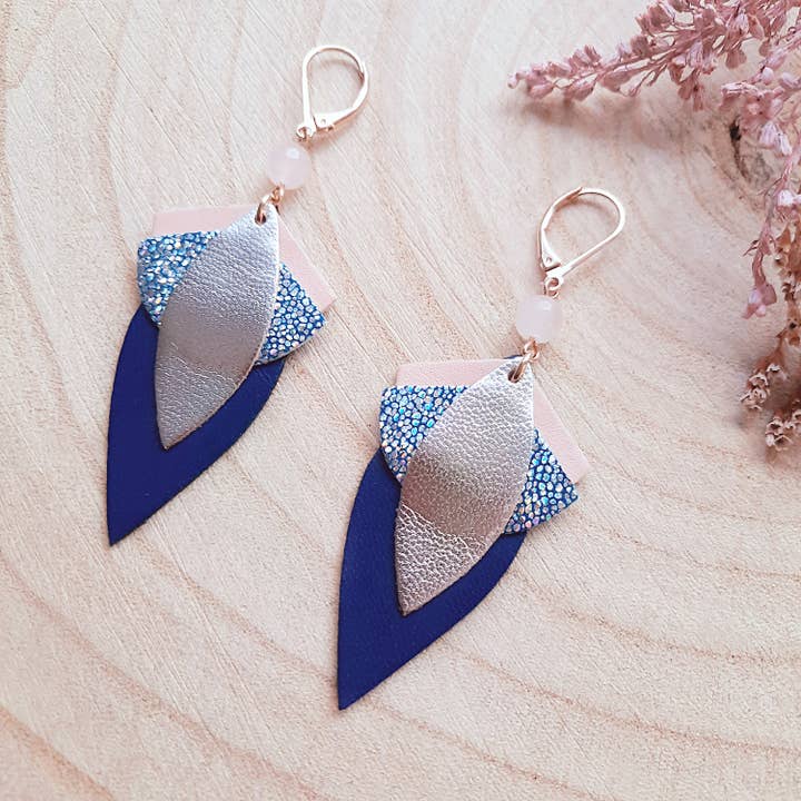 Boucles d'oreilles pendantes GRAND LOTUS Sirène for wholesale by Ni une ni deux