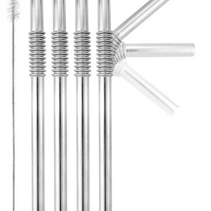 ECOlunchbox - Wholesale Drinking straw - Turtleneck Stainless Steel Bendable Straw sets9