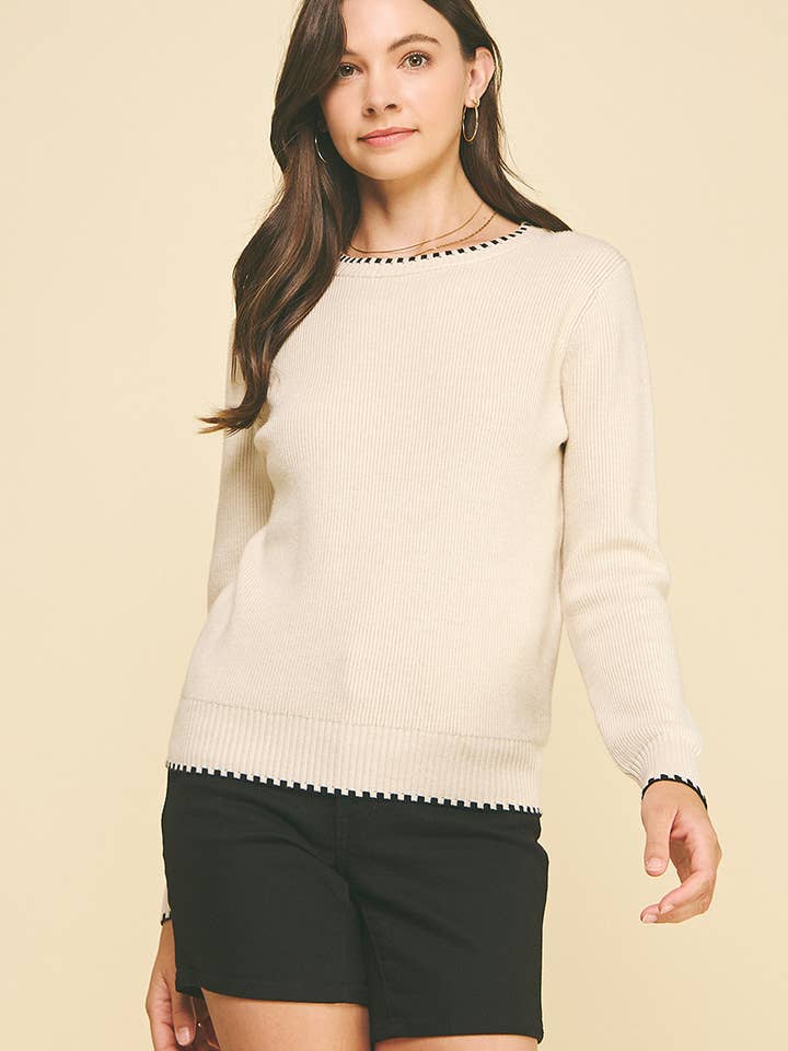 HEM DETAILED KNIT SWEATER - 6488W for wholesale by PINCH