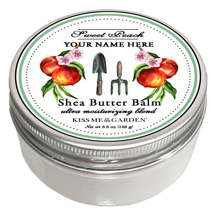 Customizable Garden Lover Balm Sweet Peach 5 oz for wholesale by Kiss Me in the Garden