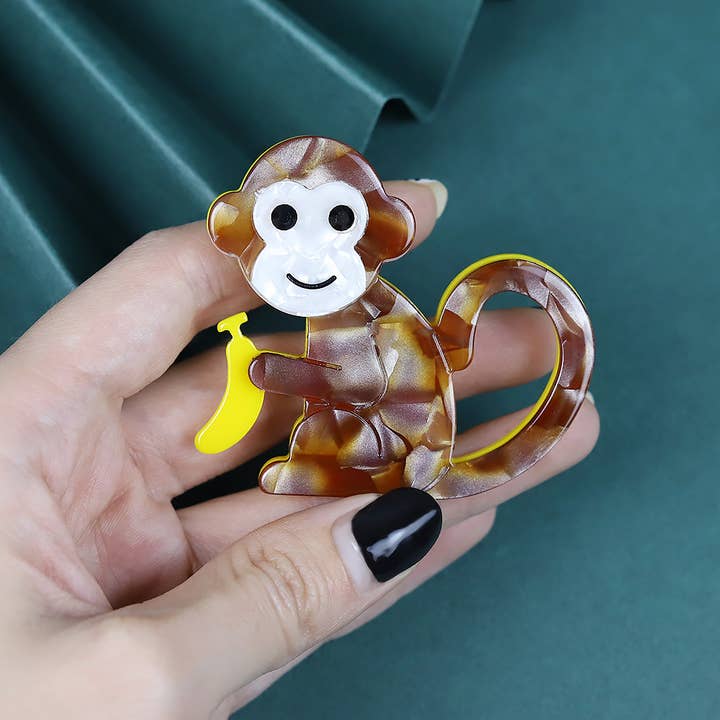 Ole - Wholesale Brooch - Monkey Shaped Acrylic Brooch Pin