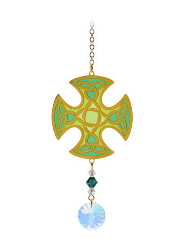 Crystal Dreams Celtic Cross met kaart - Groen voor wholesale door Wild Things Gifts Ltd