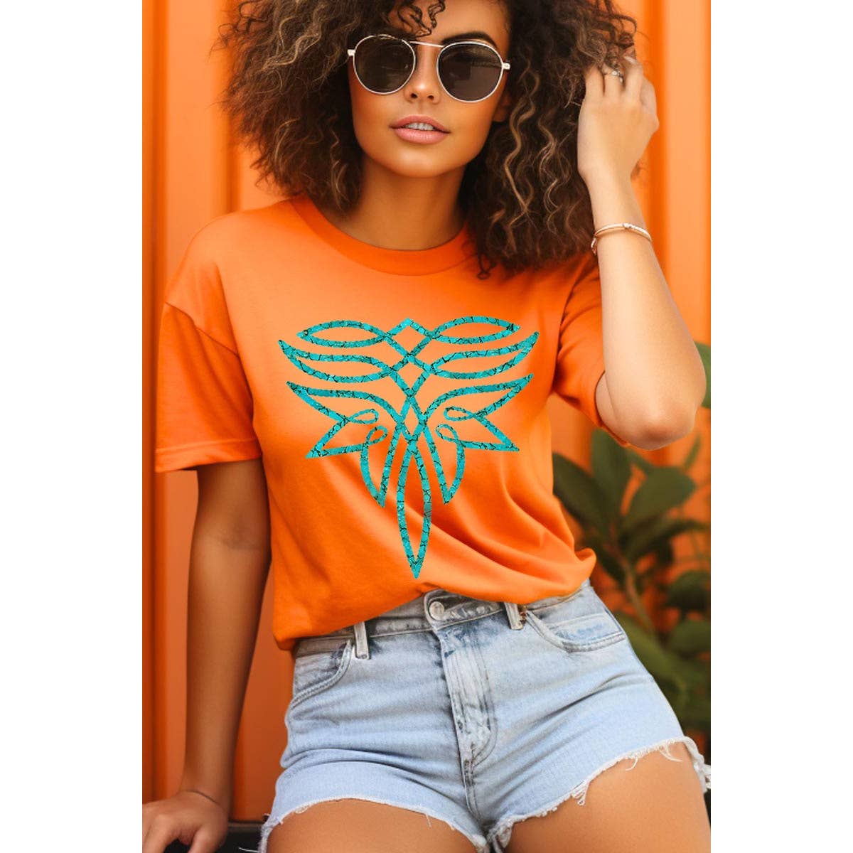 COLORBEAR - Vente T-shirt à imprimés – femme - T-shirts graphiques turquoises au point de botte - Mélange chiné noir13