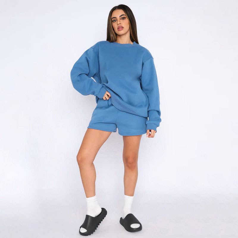 Masyal – wholesale Lounge set – Women's – Spring and Autumn Long Sleeve Sweatshirt Women's Shorts Set6