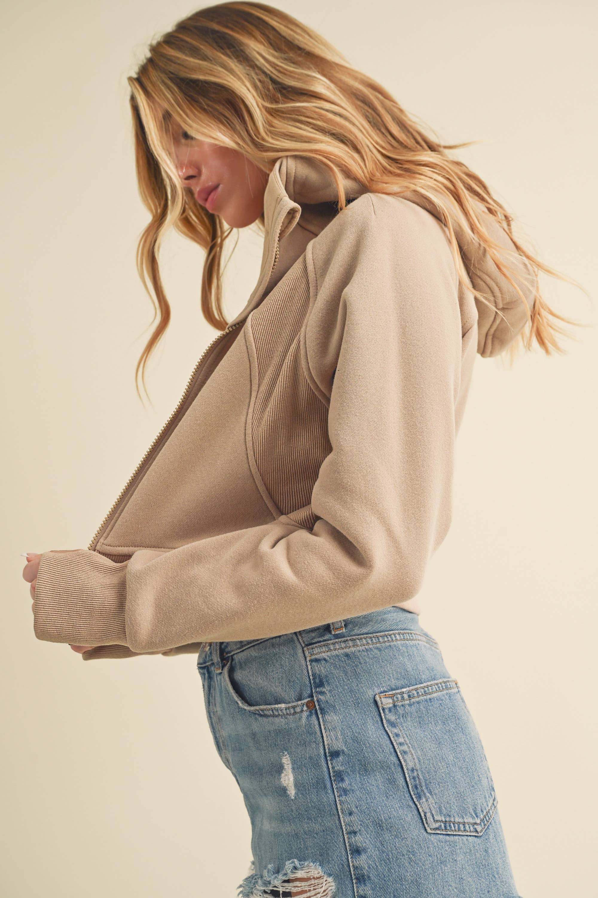 AEMI + CO - Wholesale Jacket - Women's - 5107DK Deva Cropped Hooded Jacket 521