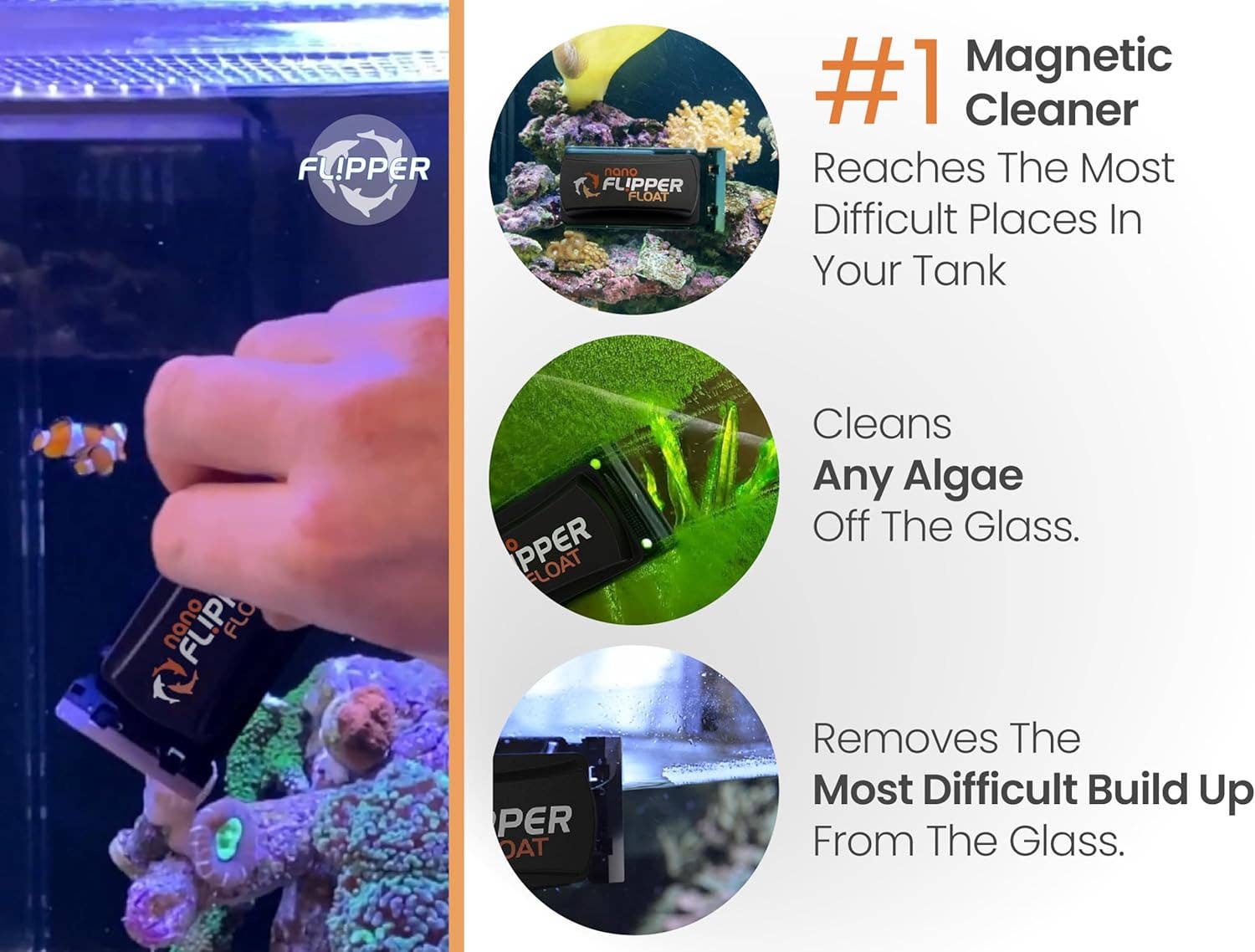 Flipper Aquarium Products - Wholesale Pet Toy - Cat/Dog - Flipper NANO FLOAT 2 in 1 Magnetic Aquarium Algae Cleaner4