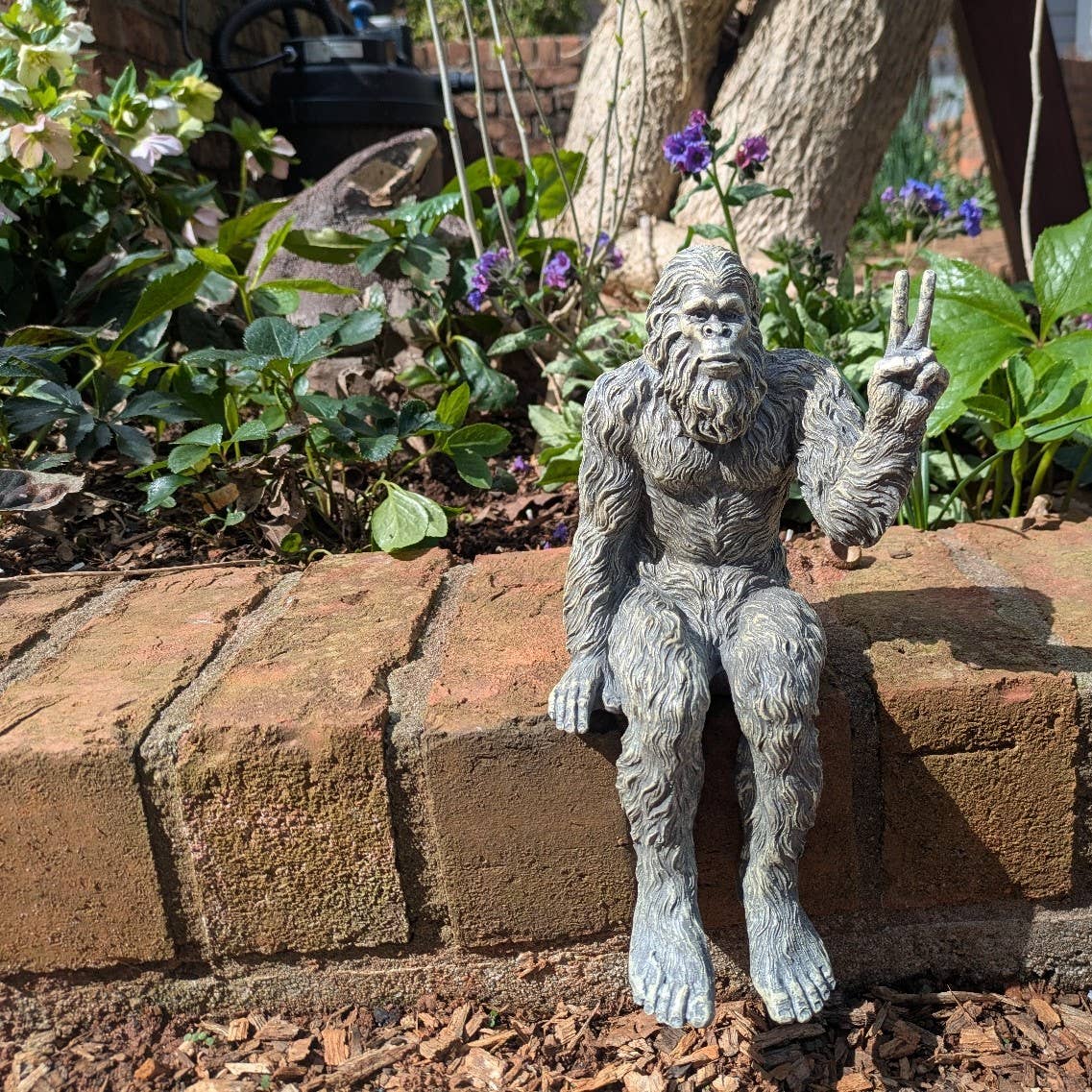 John Bernard & Company - Wholesale Decorative Figurine - Bigfoot Peace Sign Sasquatch Statue 10 inch H Shelf Sitter4